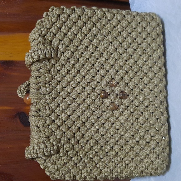 Vintage. draw string macrame purse - Picture 4 of 11